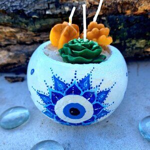 Candle Cement mandala Full Color Pot